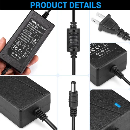 Miniatura 2 de Facmogu Fuente de alimentación de 12 V 5 A, adaptador de CA CC, convertidor de 100-240 V a 12 voltios transformador de 5 amperios para accesorios