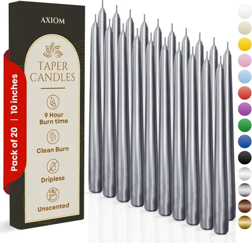 Miniatura 24 de Axiom Candles - Velas cónicas de 10 pulgadas sin goteo - Velas altas sin perfume y sin humo - 9 horas de combustión - Velas cónicas para el hogar