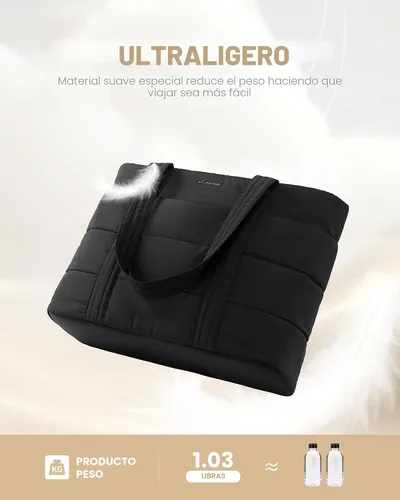 Miniatura 5 de LOVEVOOK Bolsa de mano para mujer, bolsa grande acolchada para computadora portátil, bolsa de viaje ligera con cremallera, regalos para mujeres