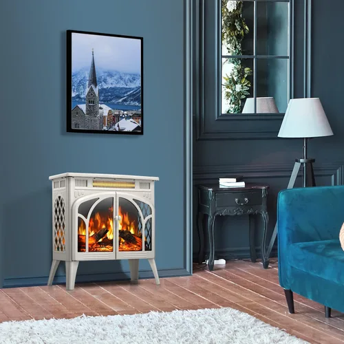 Miniatura 6 de R.W.FLAME Calentador de Chimenea Eléctrico de 25" con Control Remoto, Estilo Catedral, Diferentes Efectos de Llama y Colores de Juego de Troncos