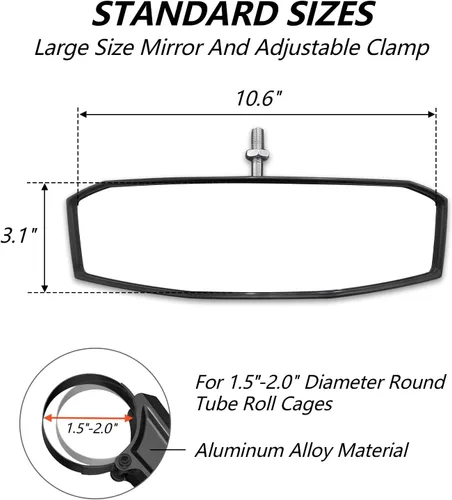 Miniatura 3 de SHEJISI Espejo retrovisor UTV para jaula antivuelco de 1.5 a 2.0 pulgadas, nuevos espejos RZR con ajuste simple del ángulo de visión, compatible