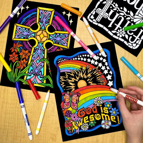 Miniatura 3 de Paquete de 18 pósteres de terciopelo difuso para colorear (edición cristiana), ideal para Pascua, regalo religioso, escuela dominical para niños