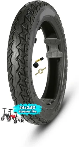 Neumáticos para bicicleta eléctrica de 14 x 2.50 pulgadas, súper antipinchazos, 14 2.50, diseño resistente, neumático sin cámara de 14 pulgadas para