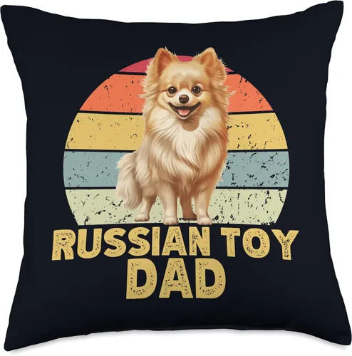 Miniatura 4 de Russian Toy Dog Lover Heartbeat EKG Gifts & Tees Rusia Toy Dad Retro Sunset Funny para los amantes de los perros, almohada de 16 x 16 pulgadas
