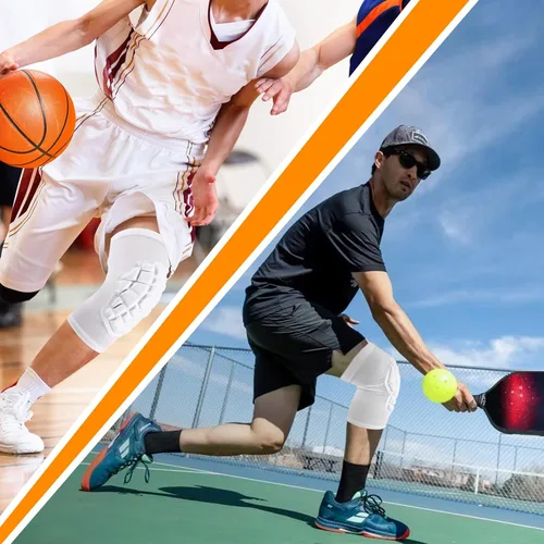 Miniatura 4 de Rodilleras para baloncesto, cubiertas de compresión para piernas para adolescentes y adultos, rodilleras para lucha libre, fútbol, voleibol, Blanco
