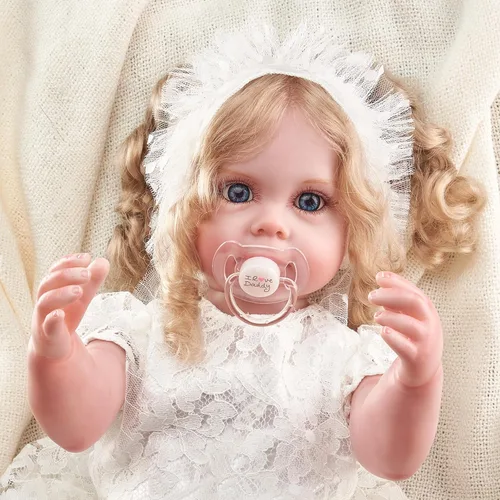 Miniatura 2 de Muñecas Reborn de 22 pulgadas de vinilo suave realista de bebé recién nacida, muñeca realista de bebé niña, muñecas realistas recién nacidas con kit