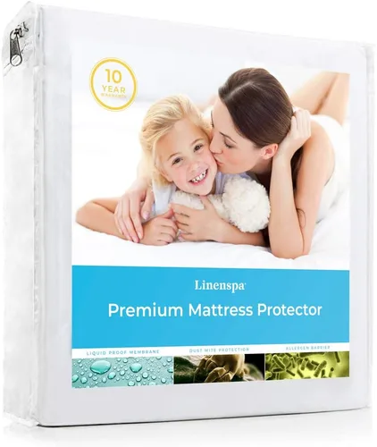 Miniatura 5 de Linenspa - Cubrecolchón de espuma viscoelástica con gel, de 2 pulgadas, tamaño Queen y protector de colchón impermeable suave de alta calidad, sin