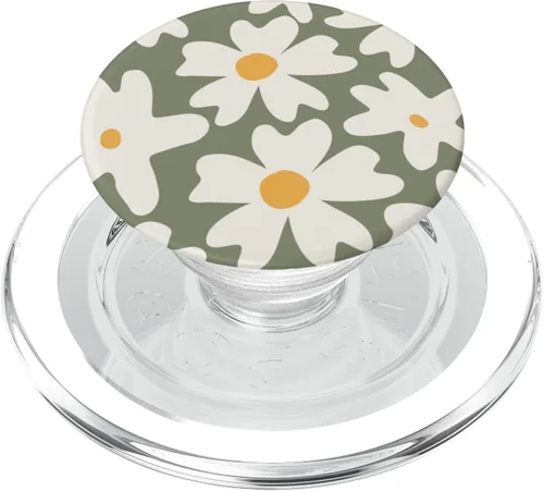Miniatura 8 de Modernas hojas de flores de margarita, bohemio, mostaza, amarillo, beige, verde, PopSockets intercambiables PopGrip