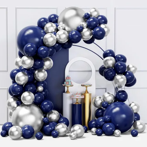 Miniatura 19 de Kit de arco de guirnalda de globos de color dorado y negro, 134 globos metálicos dorados y negros con diferentes tamaños para graduación