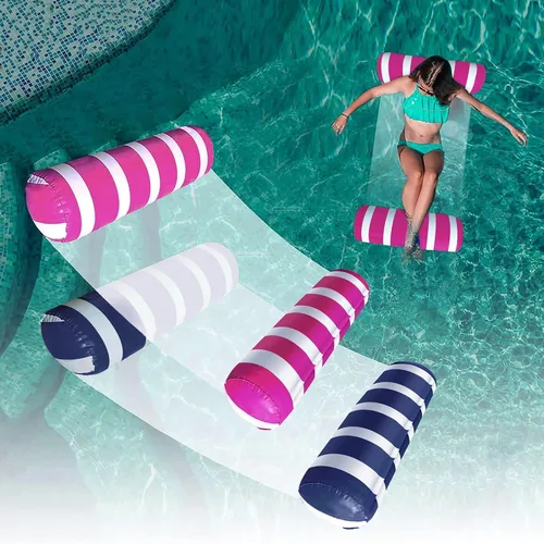 Paquete de 2 hamacas flotantes para piscina, hamaca inflable multiusos para piscina (silla de montar, silla de descanso, hamaca, flotador), hamaca