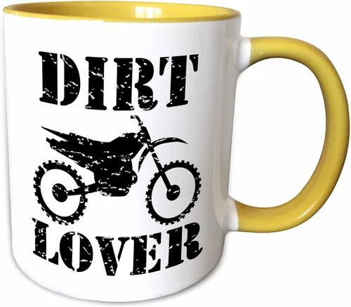 Miniatura 8 de 3dRose Ilustración envejecida de una moto de cross con texto negro amante de la suciedad 11oz taza negra de dos tonos