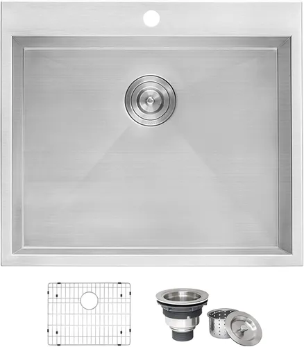 Ruvati RVU6010 - Fregadero de lavandería de 25 x 22 x 12 pulgadas, fregadero de acero inoxidable de calibre 16 profundo, fregadero de lavandería con