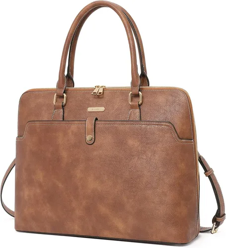 CLUCI Maletín de cuero para mujer 15.6 pulgadas portátil de negocios vintage delgado bolso de hombro de las señoras