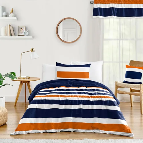 Miniatura 10 de Sweet Jojo Designs Juego de edredón individual de 2 piezas (rayas modernas) para niños o niñas, adolescentes, ropa de cama para niños, cama en una