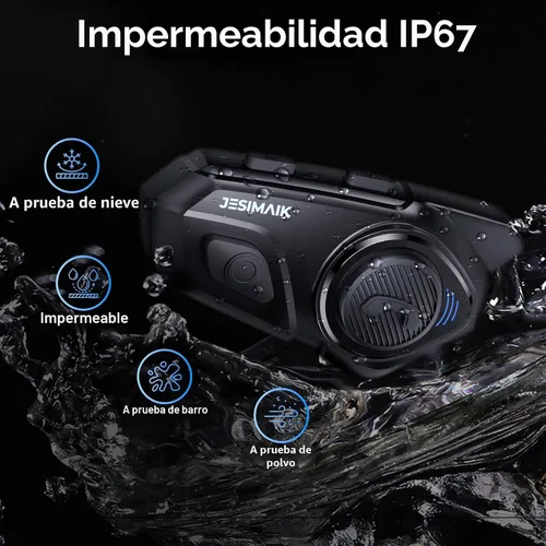 Miniatura 9 de JESIMAIK Auriculares Bluetooth para Casco de Motocicleta, Sistema de Comunicación de Casco de 2KM de 10 Vías, Intercomunicador de Audio Multitarea