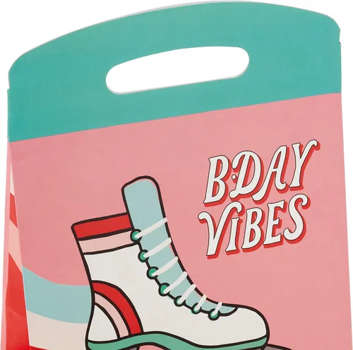 Miniatura 6 de Hallmark Bolsas de regalo grandes autosellantes con asas (4 bolsas, 2 diseños: auriculares Good Vibes, patines Bday Vibes) para niños, cumpleaños