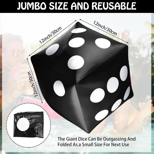 Miniatura 3 de Paquete de 3 dados inflables grandes jumbo gigantes para interiores y exteriores, juego de mesa Ludo, artículo para fiestas en la piscina