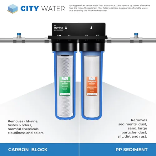 Miniatura 6 de iSpring Sistema de filtro de agua de 2 etapas para toda la casa con paquete de filtro de repuesto para sedimentos, cloro y más