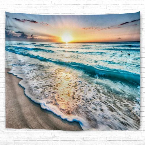 Miniatura 8 de IcosaMro Tapiz de playa para colgar en la pared, océano puesta de sol mar, playa, paisaje, naturaleza, decoración de pared bohemia para dormitorio