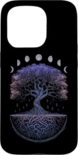 Miniatura 13 de Funda para iPhone 11 Pro Max Yggdrasil nórdico árbol de la vida vikinga fases de la luna