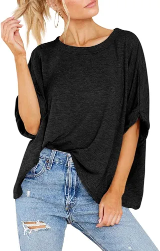 Miniatura 3 de Camiseta de gran tamaño para mujer, de verano, casual, de manga corta, holgada