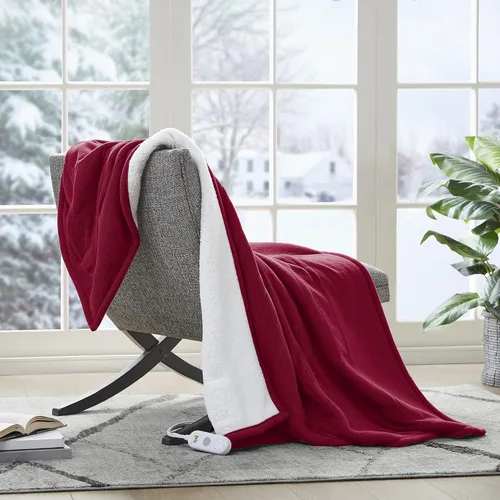 Miniatura 24 de Serta - Manta de vellón sherpa reversible, ultrasuave y tejida, manta térmica, manta eléctrica; cómoda, agradable y abriga y protege del frío