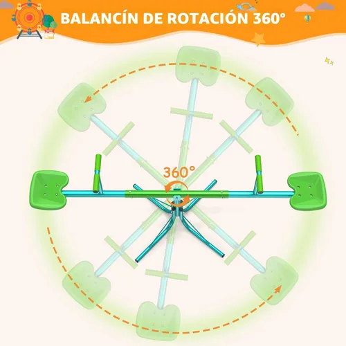 Miniatura 6 de Amictoy Balancín, Subir y Girar Balancín Basculante, marco reforzado de 3 secciones para mayor estabilidad, equipo de juegos al aire libre para Azul