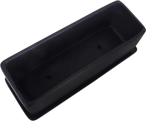 Miniatura 4 de Vencer Maceta rectangular moderna minimalista de cerámica para suculentas de 12 pulgadas, caja con ventana con platillo, soporte de escritorio