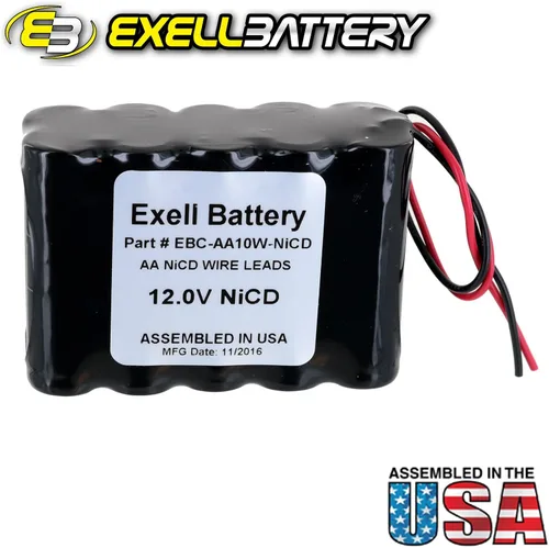 Miniatura 2 de Exell Battery Batería AA NiCad de 12 voltios, 1000 mAh, paquete de 10