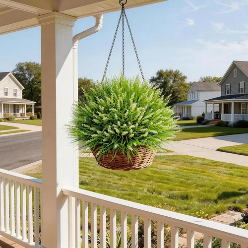 Miniatura 5 de alyptus Flores artificiales para exteriores, 12 paquetes de plantas de plástico, flores blancas sintéticas, hierba falsa de mono para decoración