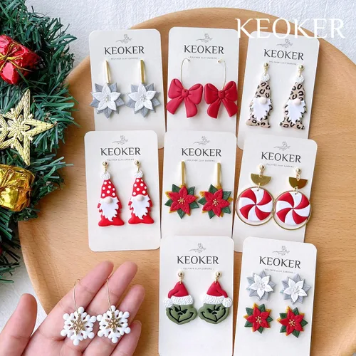 Miniatura 2 de KEOKER Cortadores de arcilla navideña, cortadores de arcilla polimérica de invierno para hacer aretes, cortadores de aretes de arcilla navideña