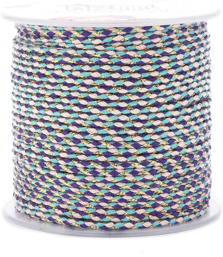 Miniatura 9 de Beadthoven - Cuerda de algodón de macramé de 21.8 yardas (0.067 in), cuerda de algodón torcido colorido para manualidades, tejer, colgar en la Morado