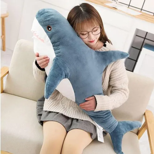 Miniatura 2 de OUKEYI Almohada de peluche de tiburón gigante de 30 pulgadas, almohadas suaves de felpa de tiburón grande para niños, cómoda almohada para dormir
