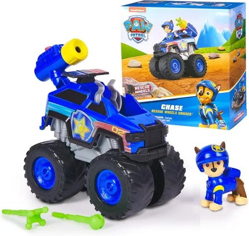 Paw Patrol: Rescue Wheels Chase's Cruiser, camión de juguete con lanzador de proyectiles y figura de acción coleccionable, juguetes para niños y
