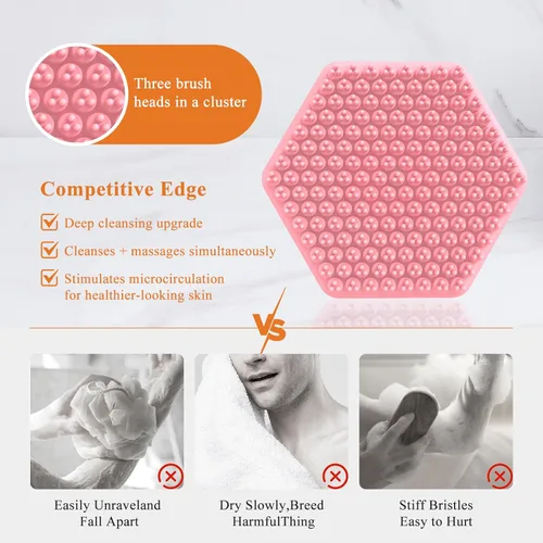 Miniatura 3 de VWMYQ Exfoliante Facial de Silicona para Hombres, Almohadilla Exfoliante Suave y Masajeador, Cepillo de Limpieza Facial de Silicona Cepillo de Rosado