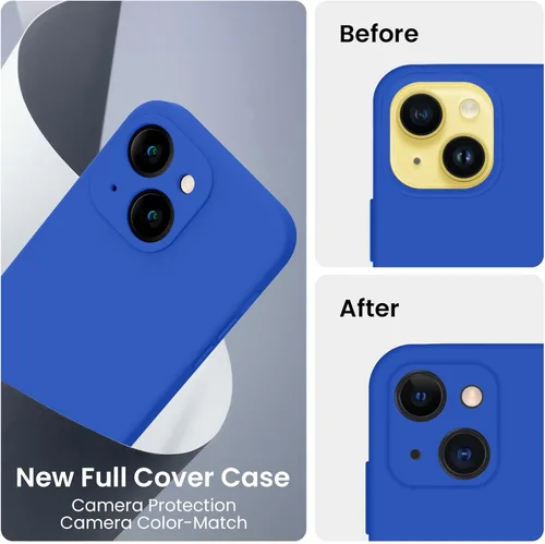 Miniatura 3 de FireNova Funda diseñada para iPhone 14, funda de silicona mejorada [protección de cámara] con [2 protectores de pantalla], forro interior de Azul