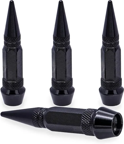 Miniatura 68 de 4 piezas de tapas de válvula de rueda con estilo púas, cubiertas universales de válvula de rueda de aleación de aluminio a prueba de polvo