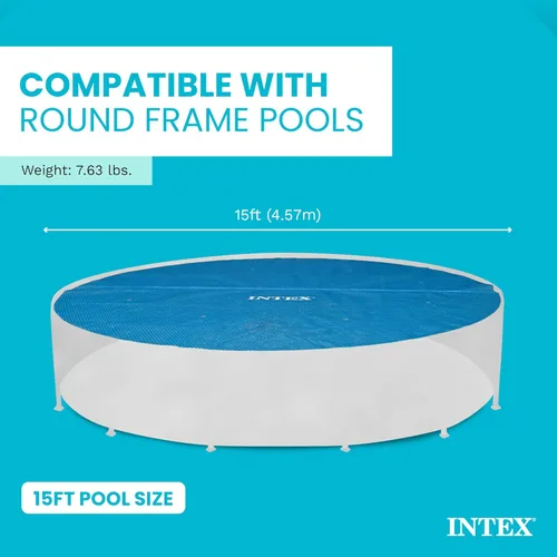 Miniatura 3 de Cubierta solar Intex de 18 pies de diámetro, para piscinas, fácil de instalar y enmarcar, Azul