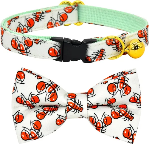 Miniatura 32 de Collar de Gato Azul con Diseño de Búfalo a Cuadros, Conjunto de Lazo para Boda/Cumpleaños, Collar Separable para Gatito
