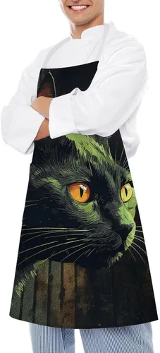 Miniatura 4 de MUSM Apron for Adults - 27.6 X 31.5 Inch, Heavy-Duty Polyester Aprons with Two Large Pockets, Waterproof Peeping on The Wall Kitchen Apron for