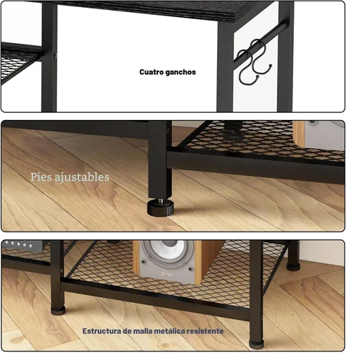 Miniatura 5 de YGEOMER Soporte de TV para sala de estar, centro de entretenimiento para televisores de 55 pulgadas, consola multimedia, mesa de televisión