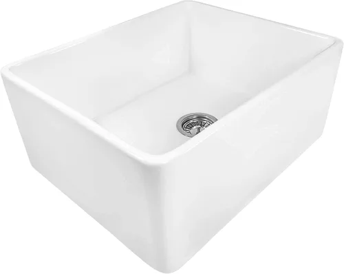 Miniatura 5 de Ruvati 23 x 18 pulgadas Fregadero de Cocina de Arcilla Refractaria, Modelo Farmhouse con Delantal Delantero, de Una Cubeta - Blanco - RVL2468WH