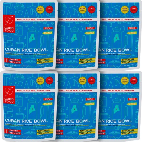 GOOD TO-GO Cuenco de arroz cubano (paquete de 6 porciones individuales) | Alimentos para acampar y mochileros | Solo tienes que añadir agua para