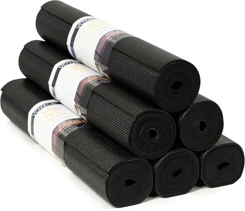 Voyage - Tapete de yoga a granel, paquete de 6, 72 x 24 pulgadas, esterillas de yoga profesionales para estudio y gimnasio, 0.197 in de grosor, Negro