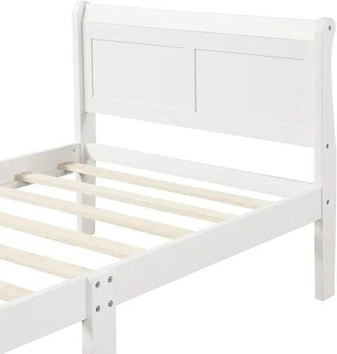 Miniatura 6 de Cama de plataforma individual, marco de cama de madera rústica de aspecto simple con cabecero y estribo para muebles de dormitorio o habitación