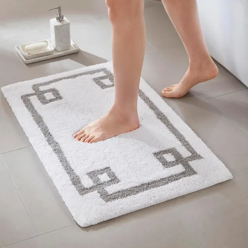 Miniatura 15 de Madison Park Evan Alfombra de Baño de Algodón con Mechones Lavable, Alfombras de Baño Sólidas de Lujo, 20" x 30", Gris