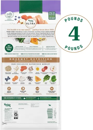 Miniatura 2 de Nutro Alimento ultra seco para perros adultos con un trío de proteínas de pollo, cordero y salmón, bolsa de 4 libras