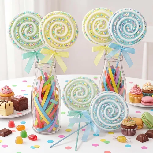 JellyArch 6 piezas de 16 pulgadas grandes decoraciones de fiesta de caramelos gigantes de piruleta con palos para árbol de Navidad, piruleta pastel,