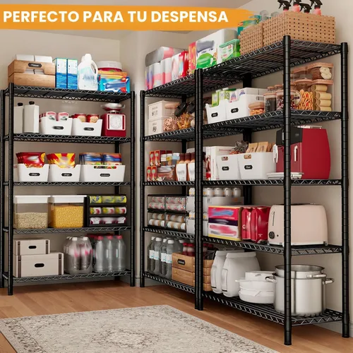 Miniatura 6 de REIBII Estantería metálica de 5 estantes de almacenamiento de 72 pulgadas de alto, estantes de alambre de acero para almacenamiento, estantes