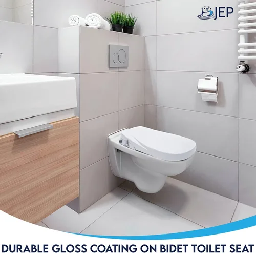 Miniatura 3 de JEP Asiento de inodoro manual con doble boquilla para inodoros redondos con asiento y funda de cierre suave Asiento de bidé para limpieza trasera